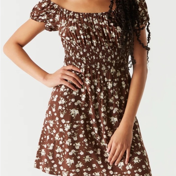 Black Floral Mini Dress Size L - Picture 2 of 3